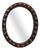 Spanish Brutalist Oval Mirror in Hand-Carved Wood with Brass Studs, 1950s For Sale