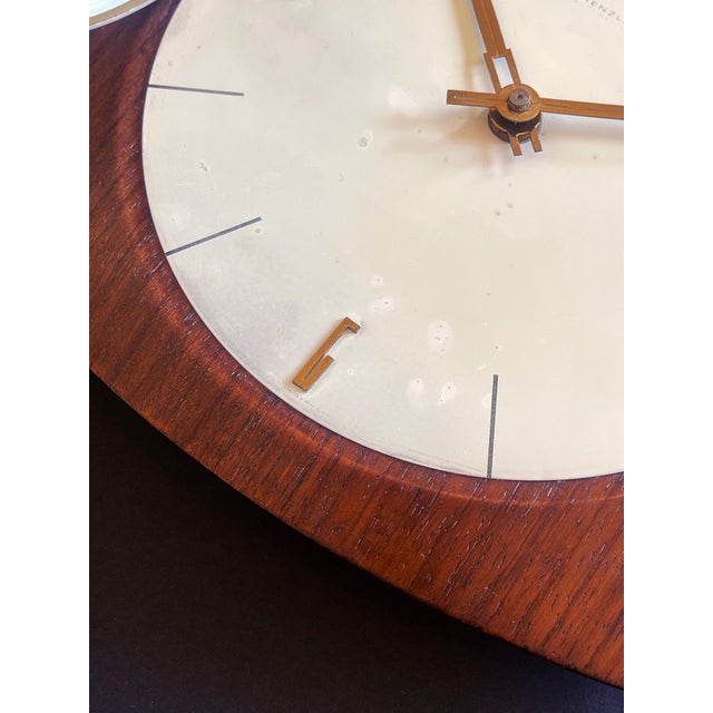 Wood Vintage Wall Clock in Teak by Kienzle, 1970s For Sale - Image 7 of 10