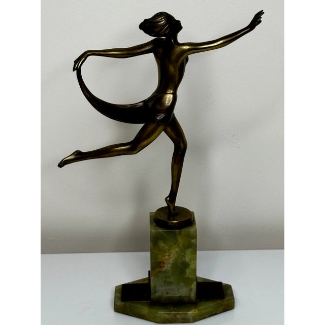 Josef Lorenzl Original Art Deco Bronze Sculpture Dancing Graceful Ballerina by Josef Lorenz Circa 1925 on Onyx Plinth For Sale - Image 4 of 12