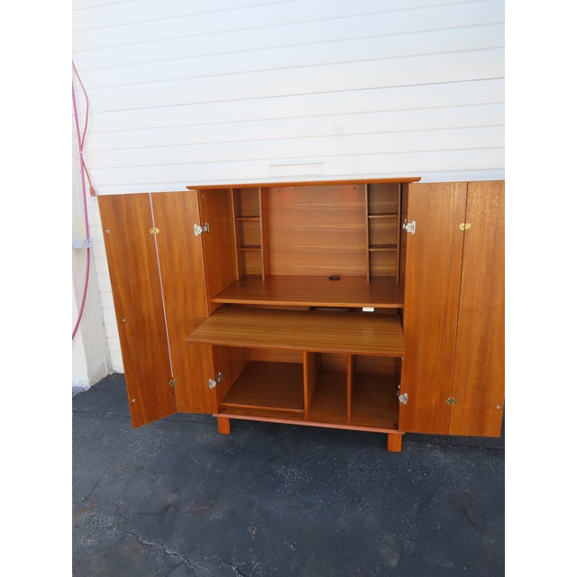 Mid Century Modern Teak Hidden Office Armoire Workstation Cabinet 6671 For Sale In Miami - Image 6 of 18