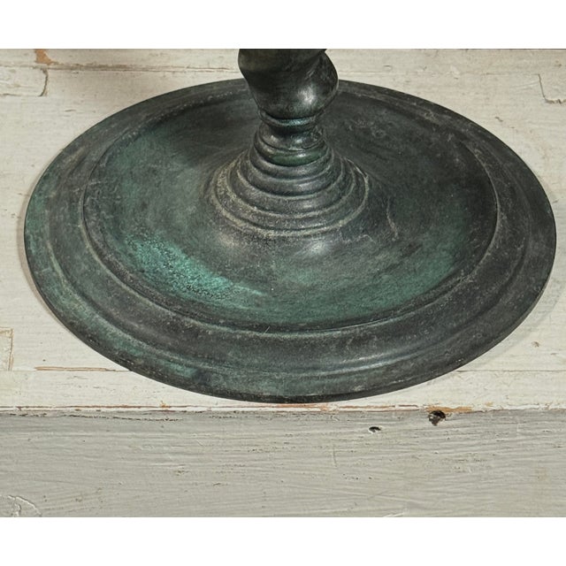 Pair of Large Vintage Verdigris Bronze Barley Twist Candelabras For Sale - Image 10 of 11