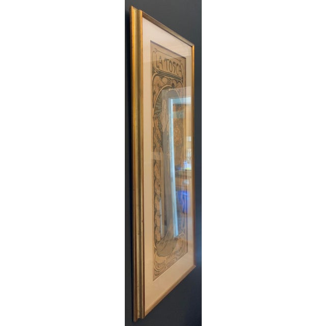 Art nouveau poster mounted on board with mat in Gold wood frame