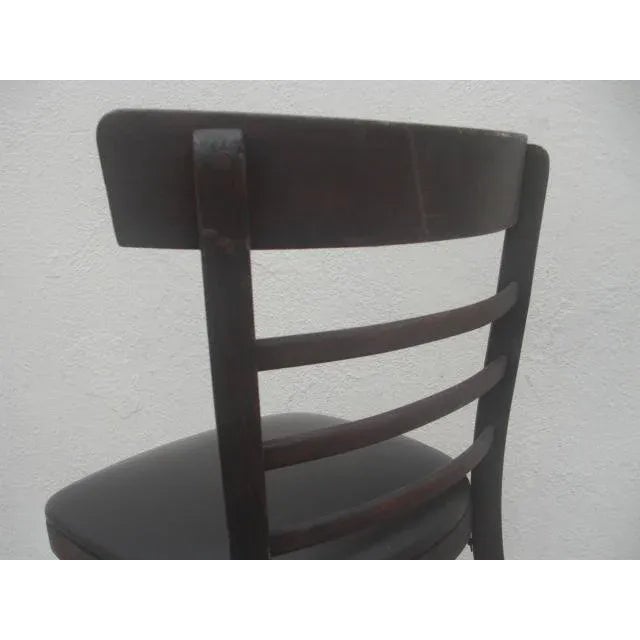 Vintage Wooden Desk Chair with Vinyl Seat For Sale - Image 9 of 10