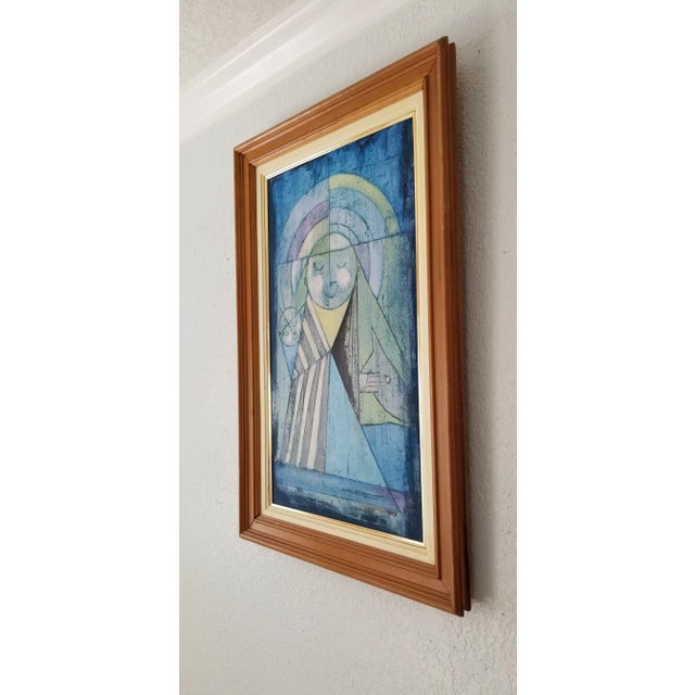 Figurative 1970s Torres Modernist Geometric Figurative Oil on Canvas Painting For Sale - Image 3 of 11
