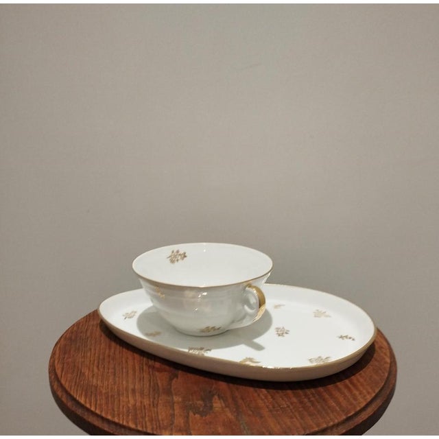 Porcelain Un Ègoïste Cup and Tray from Limoges, 1940s, Set of 2 For Sale - Image 3 of 12
