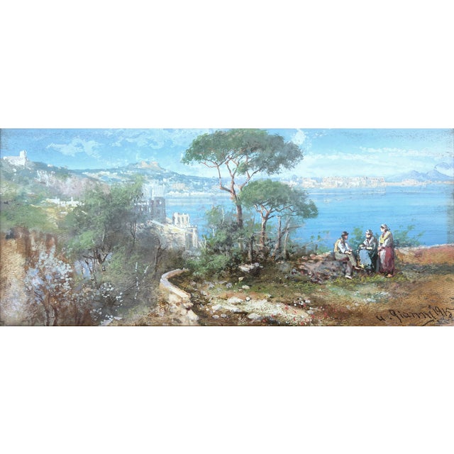 View in Summer of Napoli, Italy Well executed pleinair painting of a hill over looking the Bay of Napoli, Italy. done at...