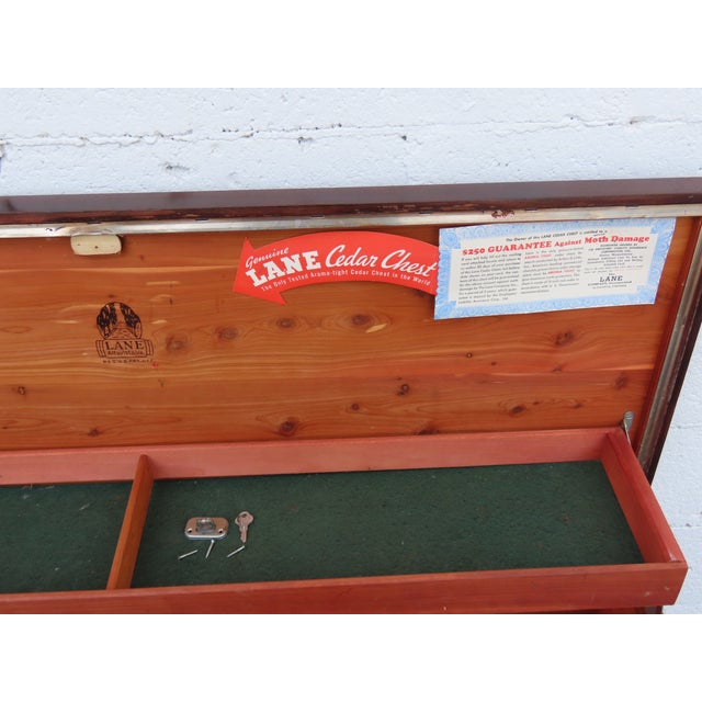 Lane Mid Century Mahogany Cedar Chest Blanket Trunk Bench With a Shelf 6633 For Sale - Image 11 of 16