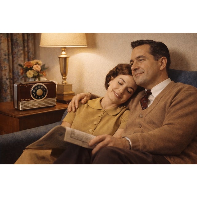 Mid-Century Modern Vintage 1950s Rca Victor B-411 Portable Tube Radio | Atomic Mid-Century Decor | Untested For Sale - Image 3 of 9