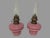 Pair Of Antique Victorian Pink Opaline Art Glass Oil Lamp Fonts In very nice original condition showing some typical age-...