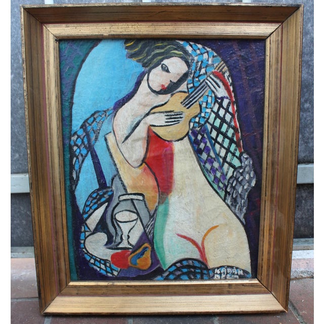 Mid-Century Modern 1930s Modernist Hungarian Style Oil Painting Nude Female Homage to Béla Kádár Framed For Sale - Image 3 of 8