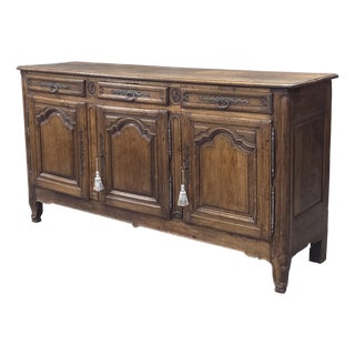 Antique 19th Century French Provincial Oak Buffet With Lined Interior For Sale