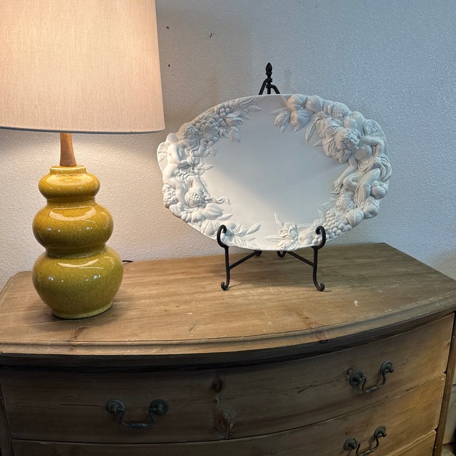 1980s 1980s Italian Ceramic Platter Made for Gumps. Fruit and Cherubs For Sale - Image 5 of 12