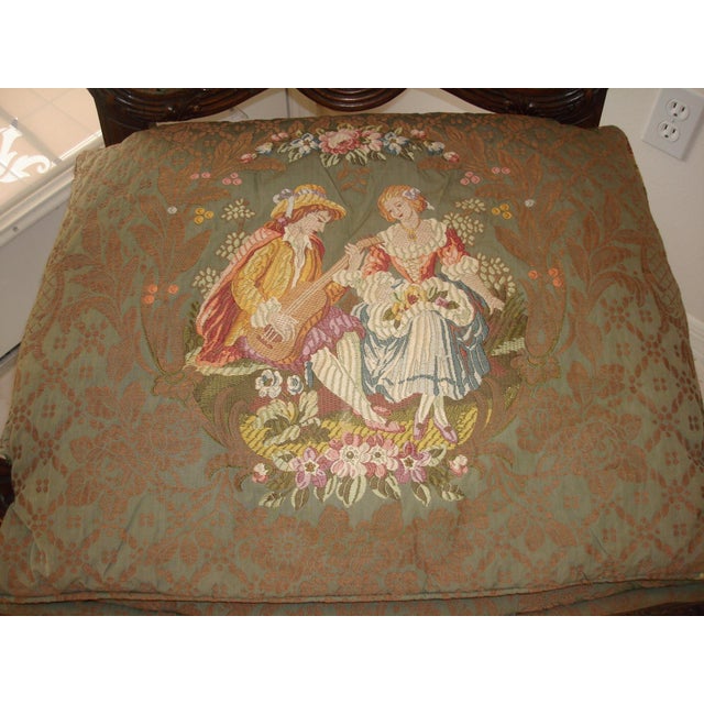 Ornate French Louis XV–Style Carved Wood Armchair With Floral Tapestry Upholstery For Sale - Image 12 of 15
