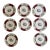 1930s Myott Staffordshire Chelsea Bird Salad Plates Burgundy Gold English China - Set of Eight (8) 7 7/8” For Sale
