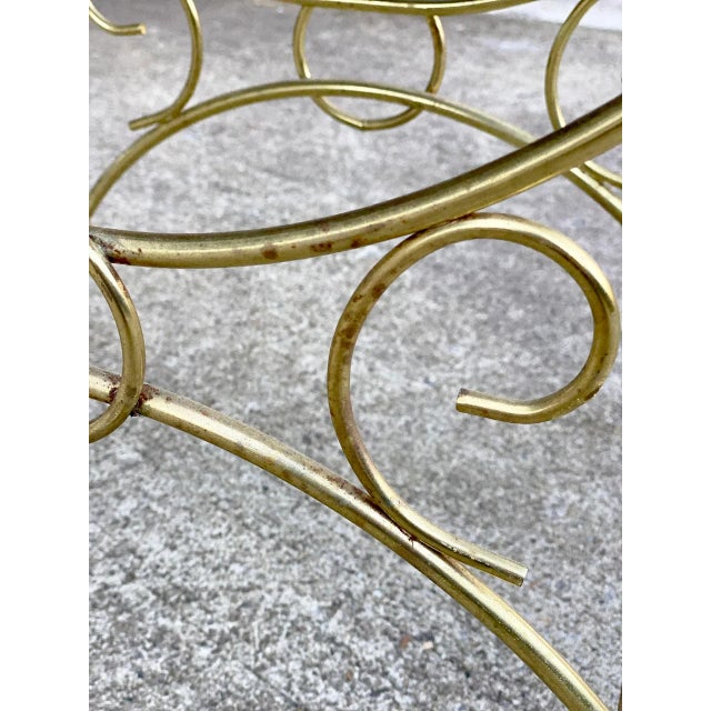 Vintage Art Deco Brass Vanity Seat Window Bench W/ Tuft Cushion For Sale - Image 9 of 9