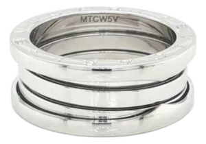 Mid 20th Century Bvlgari B.zero1 Three-Band Ring in 18k White Gold w/Cert Size 7.5 / EU 56