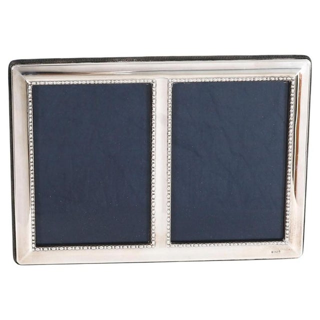 Blue Vintage Sterling Silver Rectangular Portrait Photo Frame attributed to Carrs, 1990s For Sale - Image 8 of 8