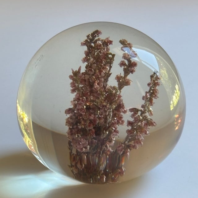 Mid-20th Century Floral Inclusion Resin Paperweight For Sale - Image 4 of 14