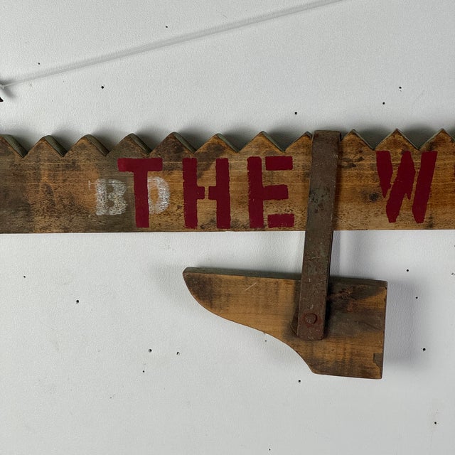 Unique Vintage Wood Shop Carpenter Double Sided Trade Sign For Sale - Image 11 of 12