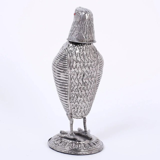 Silvered Metal Bird Decanter or Flask For Sale In West Palm - Image 6 of 9