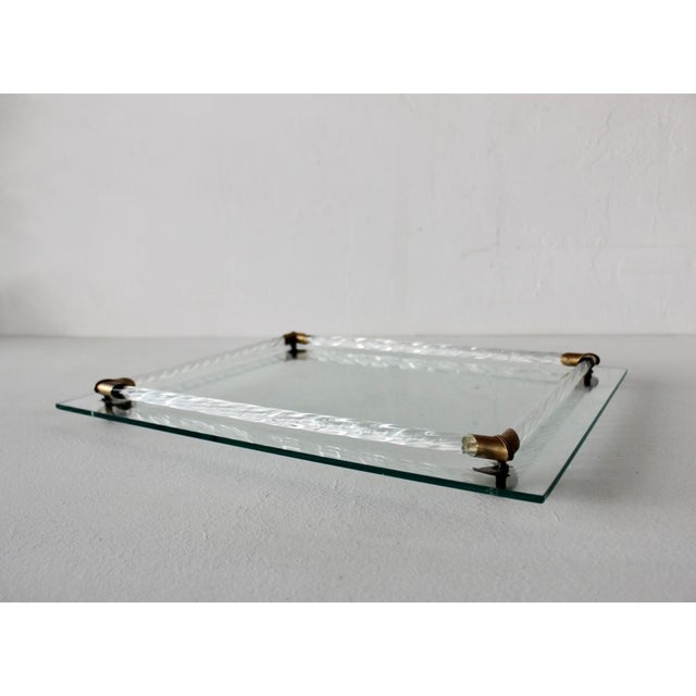 Brass Murano Style Glass Vanity Tray Brass Twisted Lanyard Vintage Mid-Century For Sale - Image 8 of 12