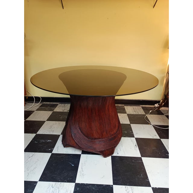 Rattan Marquetry Dining Table, 1980s For Sale - Image 11 of 11