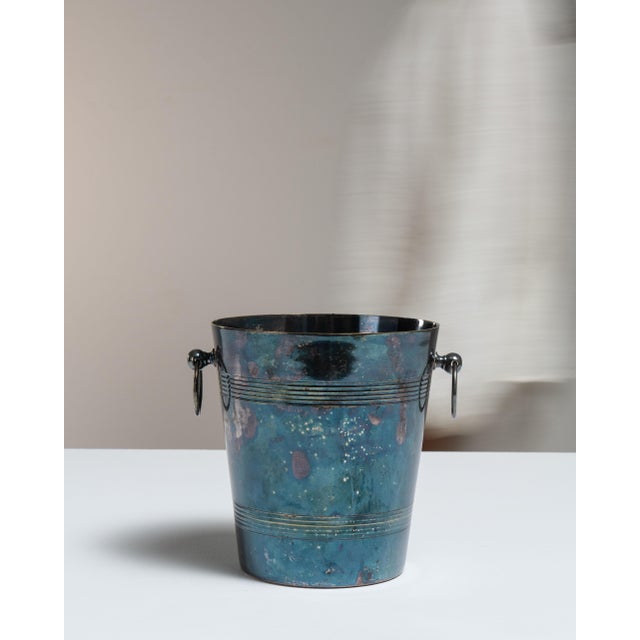 Metal Mid 20th Century France Charcoal Silver Ice Bucket For Sale - Image 7 of 13