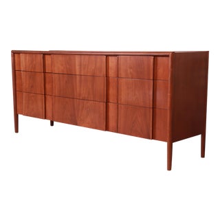 Barney Flagg for Drexel Parallel Mid-Century Modern Walnut Dresser or Credenza, Newly Refinished For Sale
