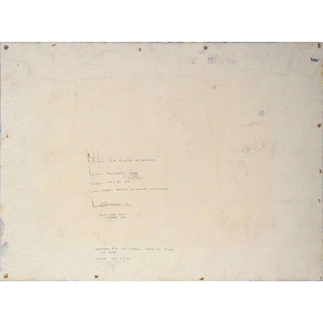 Tan "La Birula De Nenuca" the Bicycle of Nenuca - Original Watercolor Painting by Marco Antonio Bustamante Underwood For Sale - Image 8 of 9