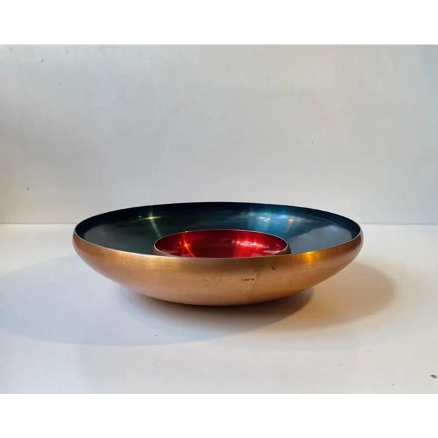 Metal Danish Modern Copper and Enamel Bowls from Corona, 1960s, Set of 2 For Sale - Image 7 of 10