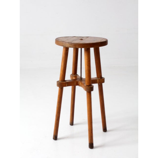 Antique Round Wood Stool Side Table For Sale - Image 9 of 18