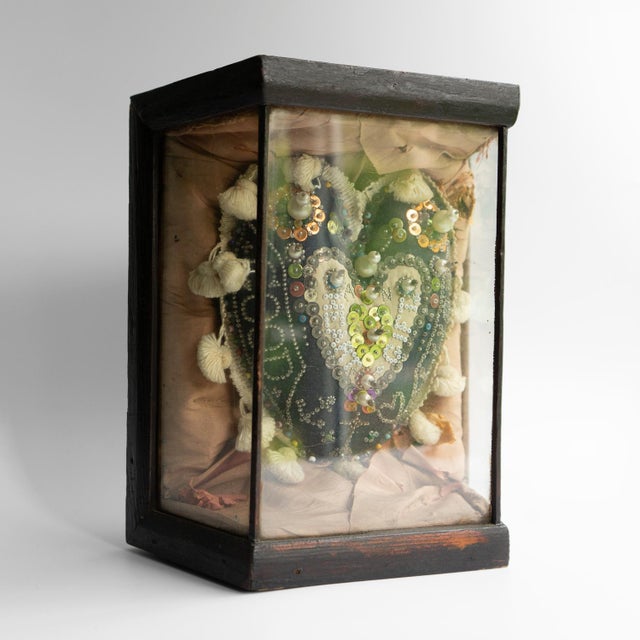 Antique Sailors Folk Art 'Sweetheart' Cushion in Glass Case, Late 19th Century For Sale - Image 9 of 14