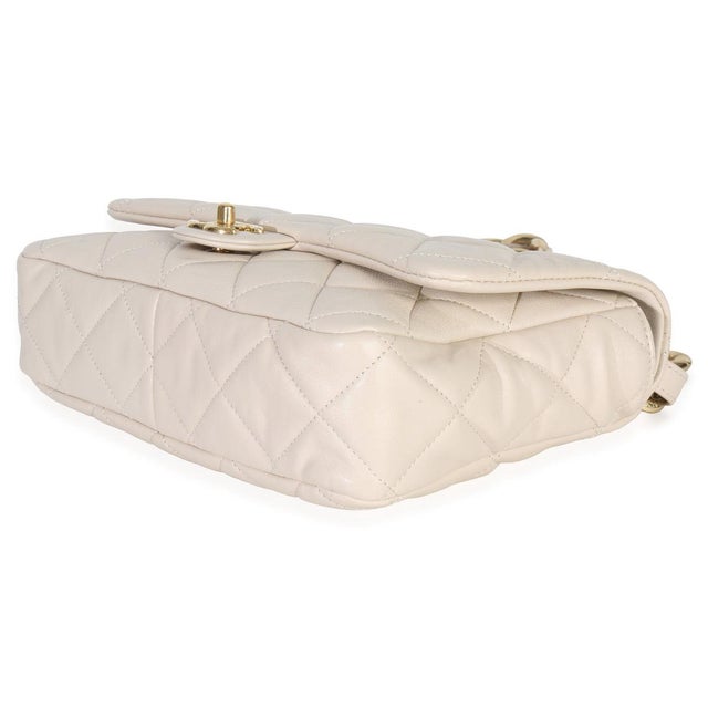 Animal Skin Beige Quilted Lambskin Large Funky Town Flap Bag For Sale - Image 7 of 9