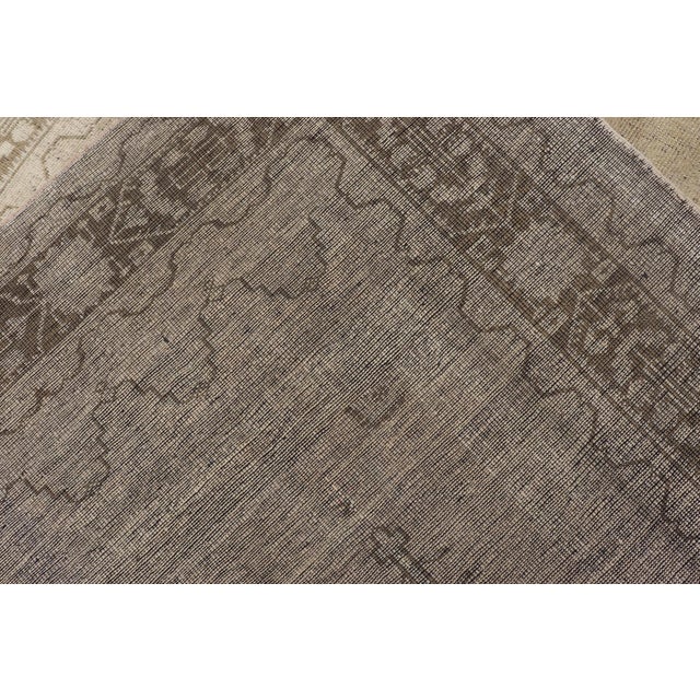 Vintage Turkish Oushak Rug With Tribal/Floral Medallion Design in Tan and Taupe For Sale - Image 11 of 11