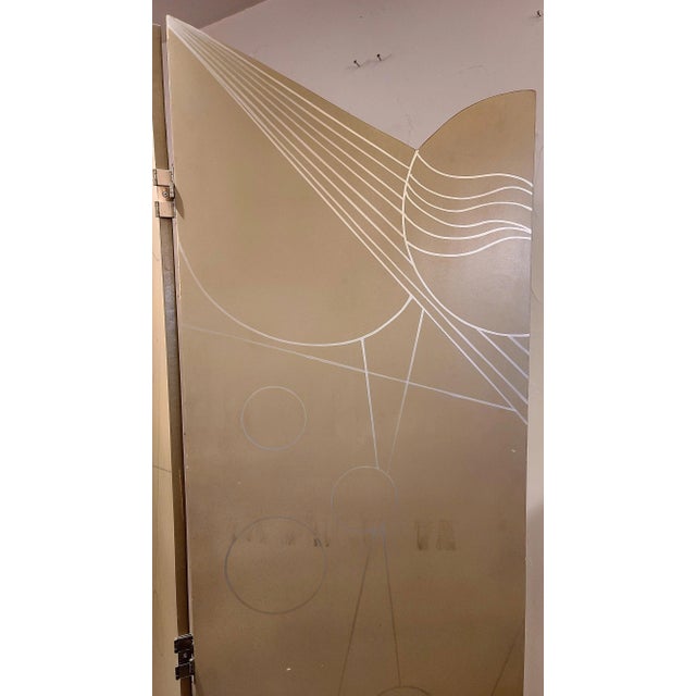 Gold Art Deco Revival Post Modern Room Divider Screen For Sale - Image 8 of 10