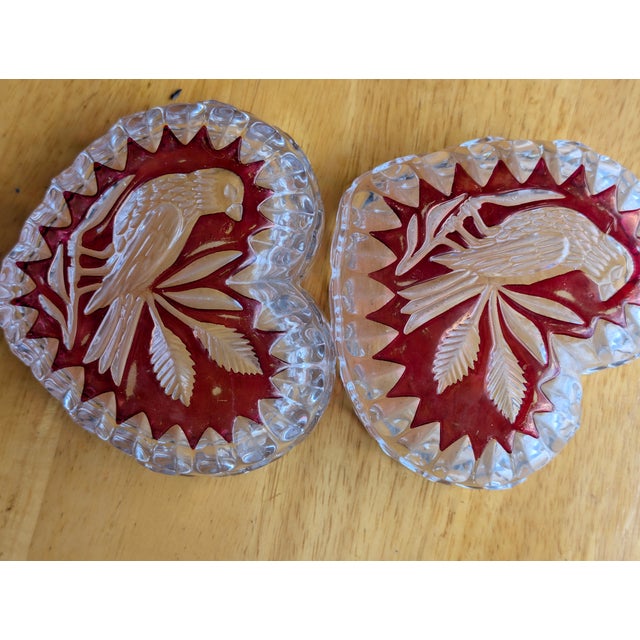 Vintage Hofbauer Byrdes Ruby Cut-to-Clear Crystal Heart Boxes - Pair For Sale - Image 14 of 15