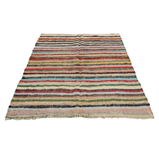 Vintage handwoven decorative rag rug from Adana region of Turkey. Approximatelly 40-50 years old. In very good condition.