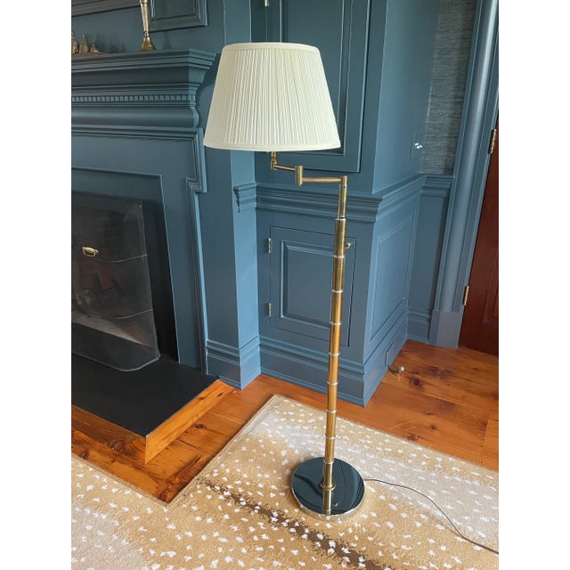 Vintage 1980s Bamboo Form Brass and Chrome Floor Lamp For Sale - Image 13 of 13
