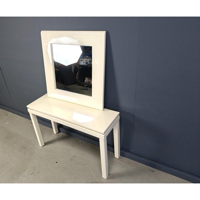 Jean Claude Mahey Vintage Lacquer Console with Mirror from Jean Claude Mahey, France, 1980s, Set of 2 For Sale - Image 4 of 11