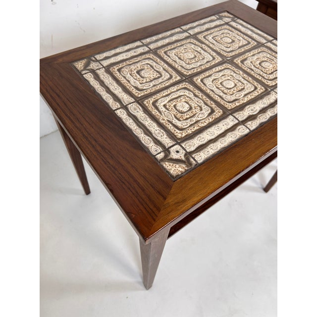 Wood C. 1960s Danish Rosewood and Tile End Tables For Sale - Image 7 of 9