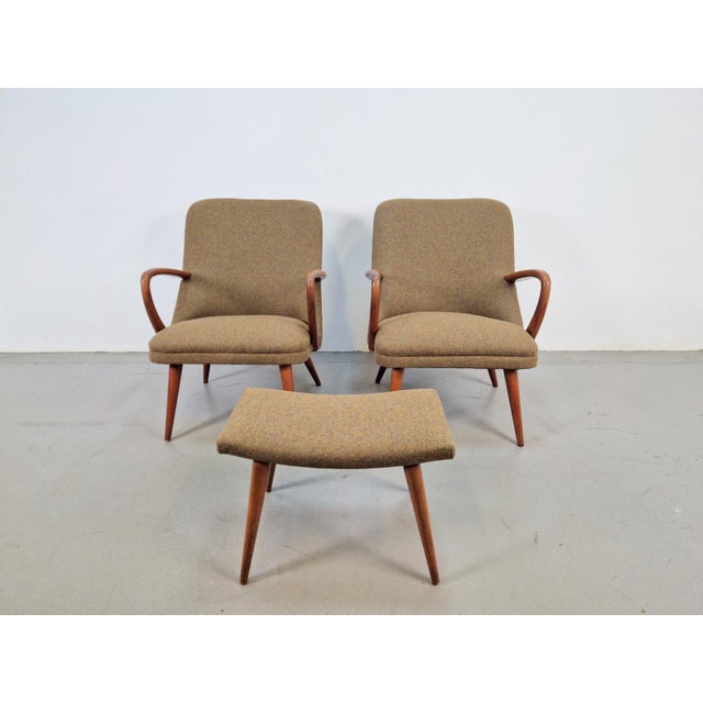 Mid-Century Armchairs and Ottoman in Teak, 1960s, Set of 3 For Sale - Image 13 of 15