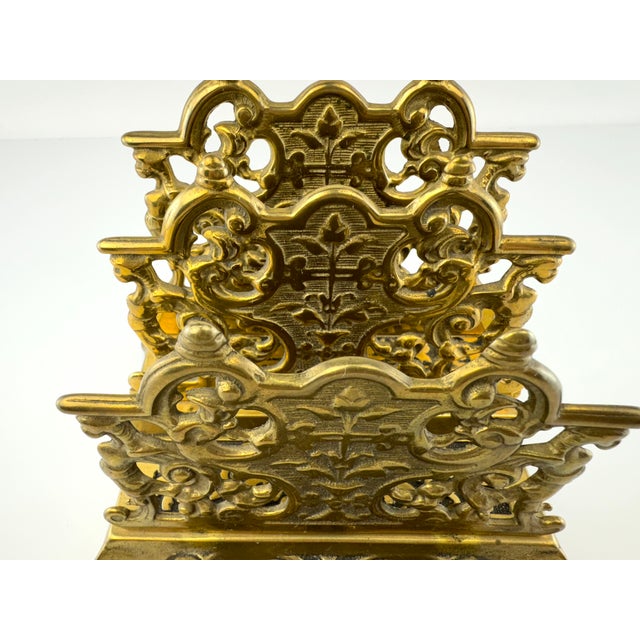 Vintage 1940's French Rococo Brass Letter Holder For Sale - Image 4 of 10