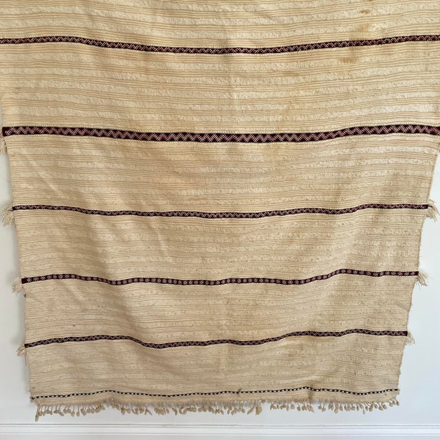 Vintage Moroccan Bridal Handira Berber Wedding Blanket Tapestry For Sale - Image 4 of 8