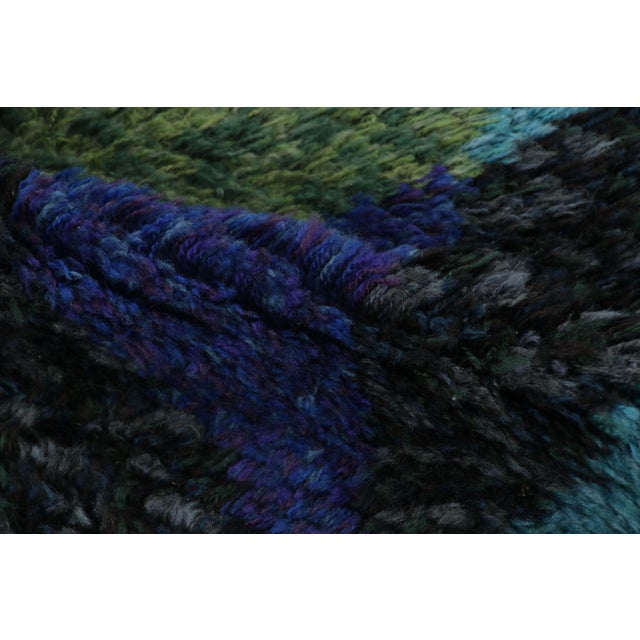 Vintage Swedish Rya Rug With Teal and Blue Geometric Pattern - Rug & Kilim For Sale In New York - Image 6 of 8
