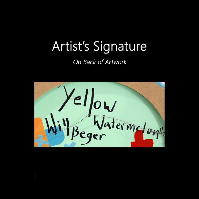 Yellow Watermelon - Original Vibrant Abstract Fruit Still Life Acrylic Painting on Panel by Will Beger For Sale - Image 9 of 9