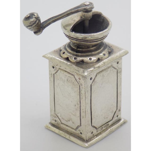 1970s Vintage Italian Handmade Silver Raspini Branded Grinder Dollhouse Miniatura, Made in Tuscany For Sale - Image 5 of 10