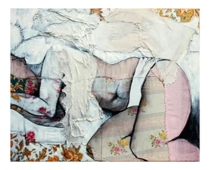 Anne Valérie Dupond, Lea 2, Sensual Fabric Painting of Sleeping Woman, 2014