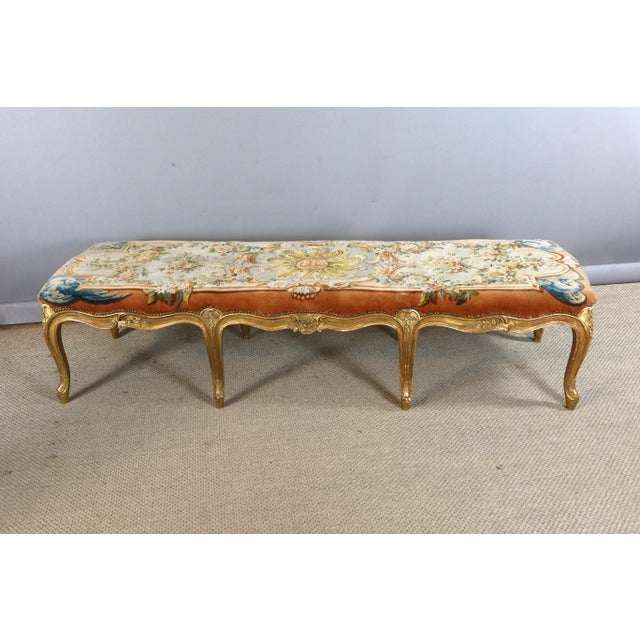 Large Louis XV Style Gilded Wooden Bench, 1980s For Sale - Image 11 of 12