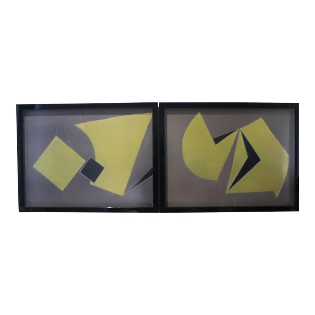 Pair Abstract Gold Foil Collages by Sica For Sale