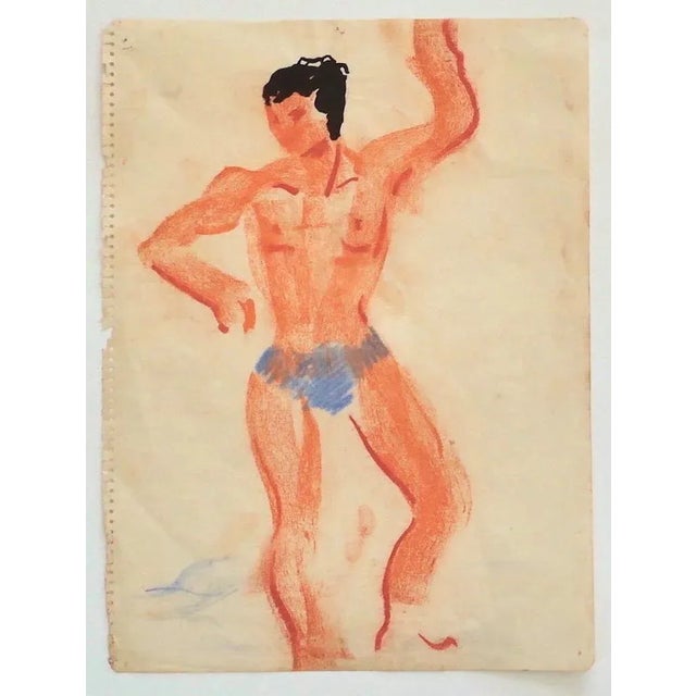 Trainer is an original modern drawing in pastel on paper realized by an Anonymous artist of the mid-20th Century\. Very...
